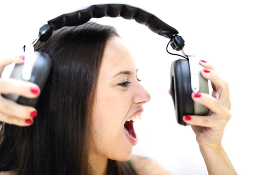 Young woman enjoying the music