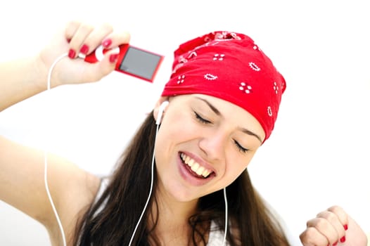 Young woman enjoying the music