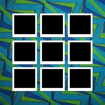 Nine Blank photos on an abstract retro background