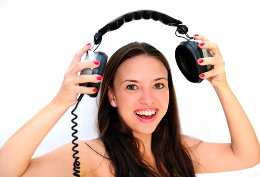 Young woman enjoying the music