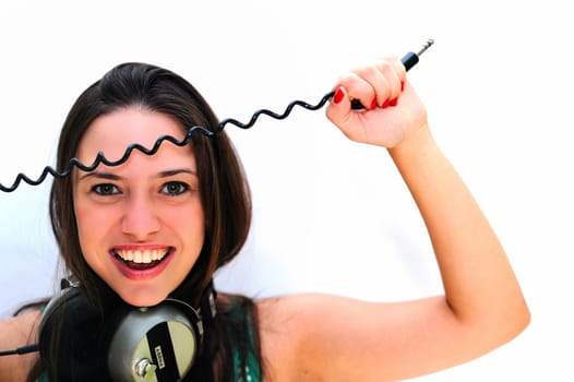 Young woman enjoying the music