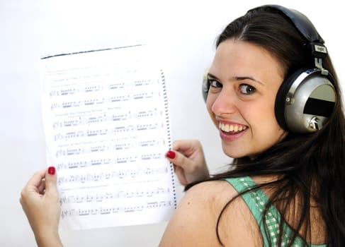 Young woman enjoying the music