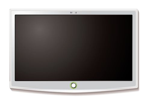 Modern LCD TV hanging on wall with blank screen