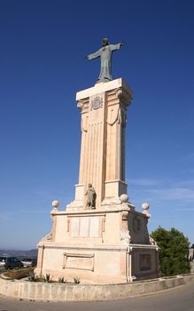 religious monument on the top of el toro  on menorca