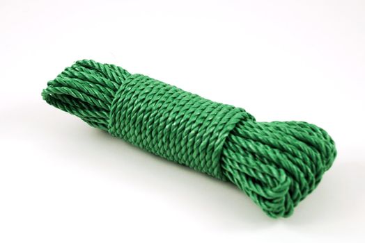 stock pictures of a coil and loop of green rope