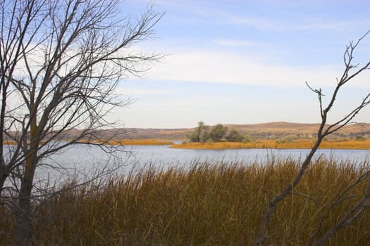 Countryside lakes and rivers surrounded by colorful prairie