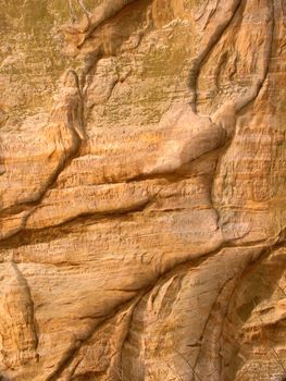 Closeup of rock wall at Buffalo Rock State Park in Illinois.