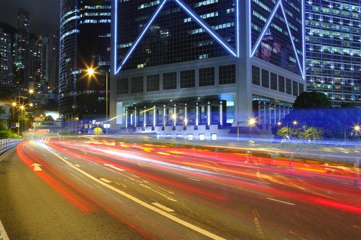 Fast moving cars at night