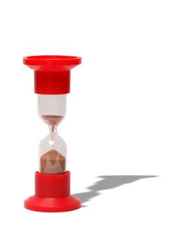 Modern plastic hourglass isolated on white background with clipping path