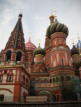 Church, Pokrovsk, a cathedral, Moscow, summer, a temple, Christianity, red, the area, domes, a monument