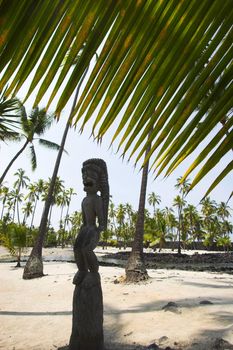 Wooden statues of idols in Big Island