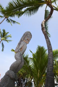 Wooden statues of idols in Big Island