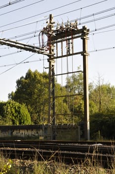 Electrical connection system with many cables and rails