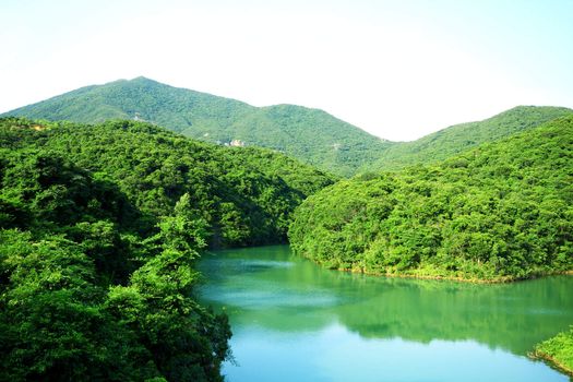 Lake in mountain. Beautiful composition of nature. 
