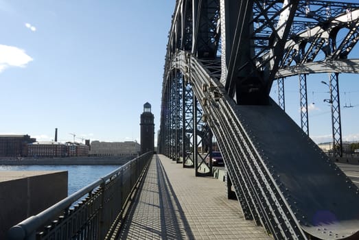 St. Petersburg. Neva. Peter the Great Bridge. construction.