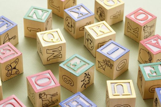 Alphabet building block toys.