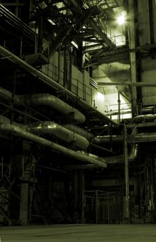 Boilers, ladders and pipes on power plant      