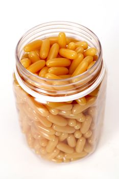 Glass pot without cover with gold shiny boluses