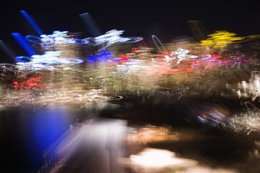 Blurred night skyline of Sydney, Australia.