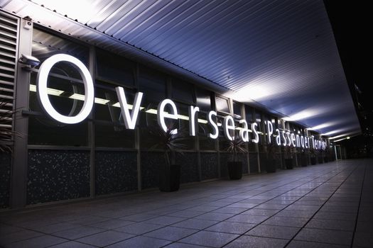 Overseas Passenger Terminal at night in Sydney, Australia.