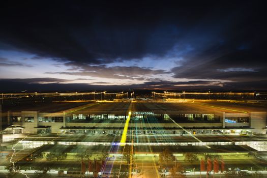 Above view of Melbourne, Australia airport at night