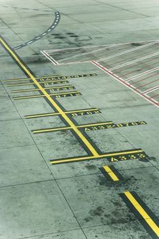 Lines on runway concrete at Melbourne Airport, Australia