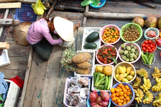 some fruits on boat - vietnam