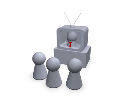 play figures - viewers and speaker in the tv