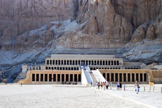 The temple of Queen Hatshepsut, the female Pharaoh, on the west bank of the Nile at Luxor, Thebes