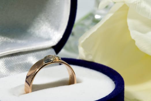Gold ring with tulip. Gift.
