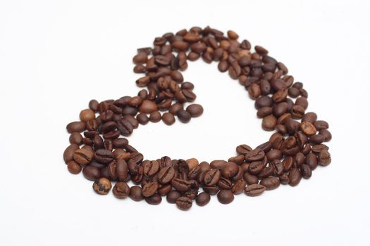 Coffee beans in the shape of a heart