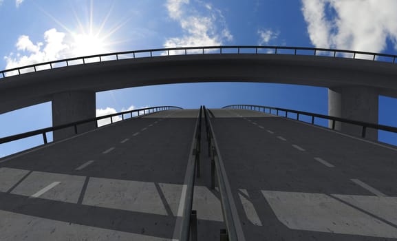 empty bridge with sunny sky