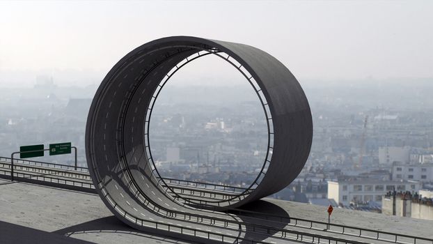 A freeway with a loop