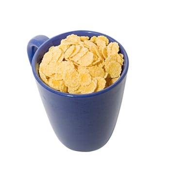 A cup full of cornflakes, view from above