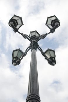 Old-fashioned lamppost, view from below