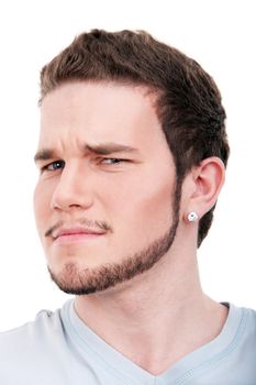 Portrait of young man on isolated white background