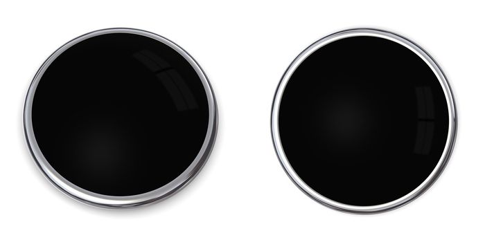 3D button in solid black, front and side angle