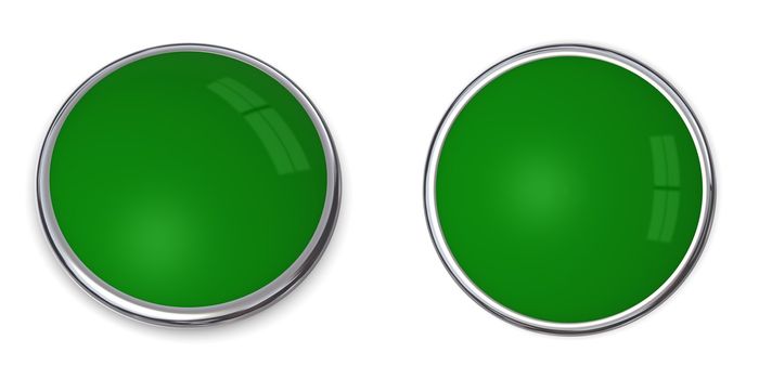 3D button in solid green, front and side angle