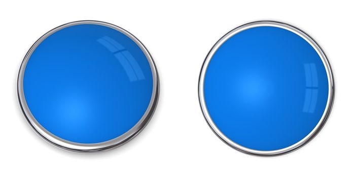 3D button in solid light blue, front and side angle