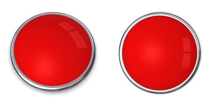 3D button in solid red, front and side angle