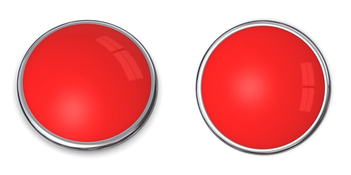 3D button in solid light red, front and side angle