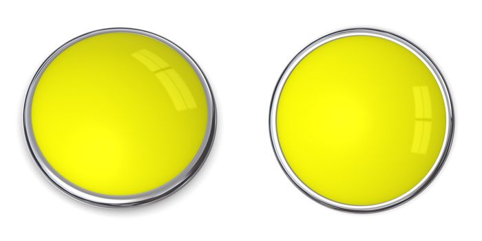 3D button in solid yellow, front and side angle