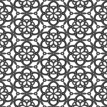 seamless texture of metallic retro flower shapes on white 