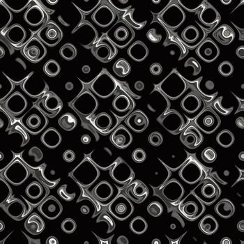 seamless texture of silver metal shapes on black