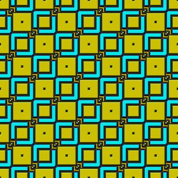 seamless texture of bright blue stainless squares on yellow