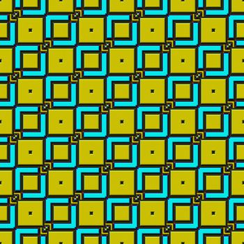seamless texture of bright blue stainless squares on yellow