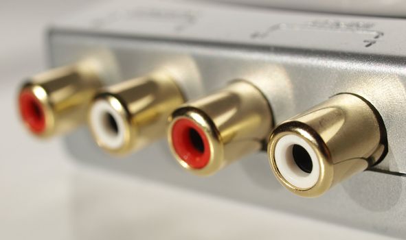 RCA phono sockets for stereo audio plugs