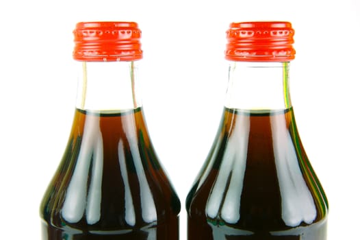 Cola bottles isolated against a white background