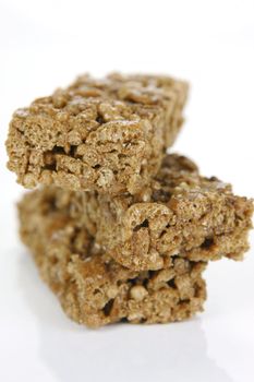 Chocolate energy bar isolated against a white background