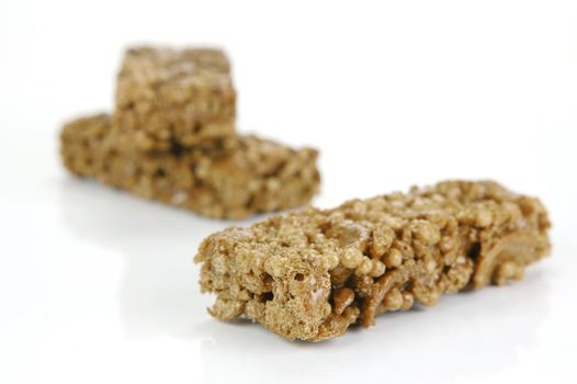 Chocolate energy bar isolated against a white background